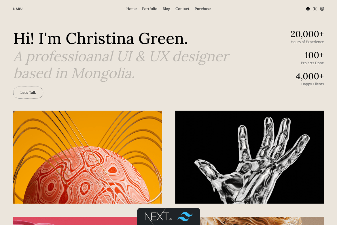 Naru - Tailwind Nextjs Personal Portfolio Template