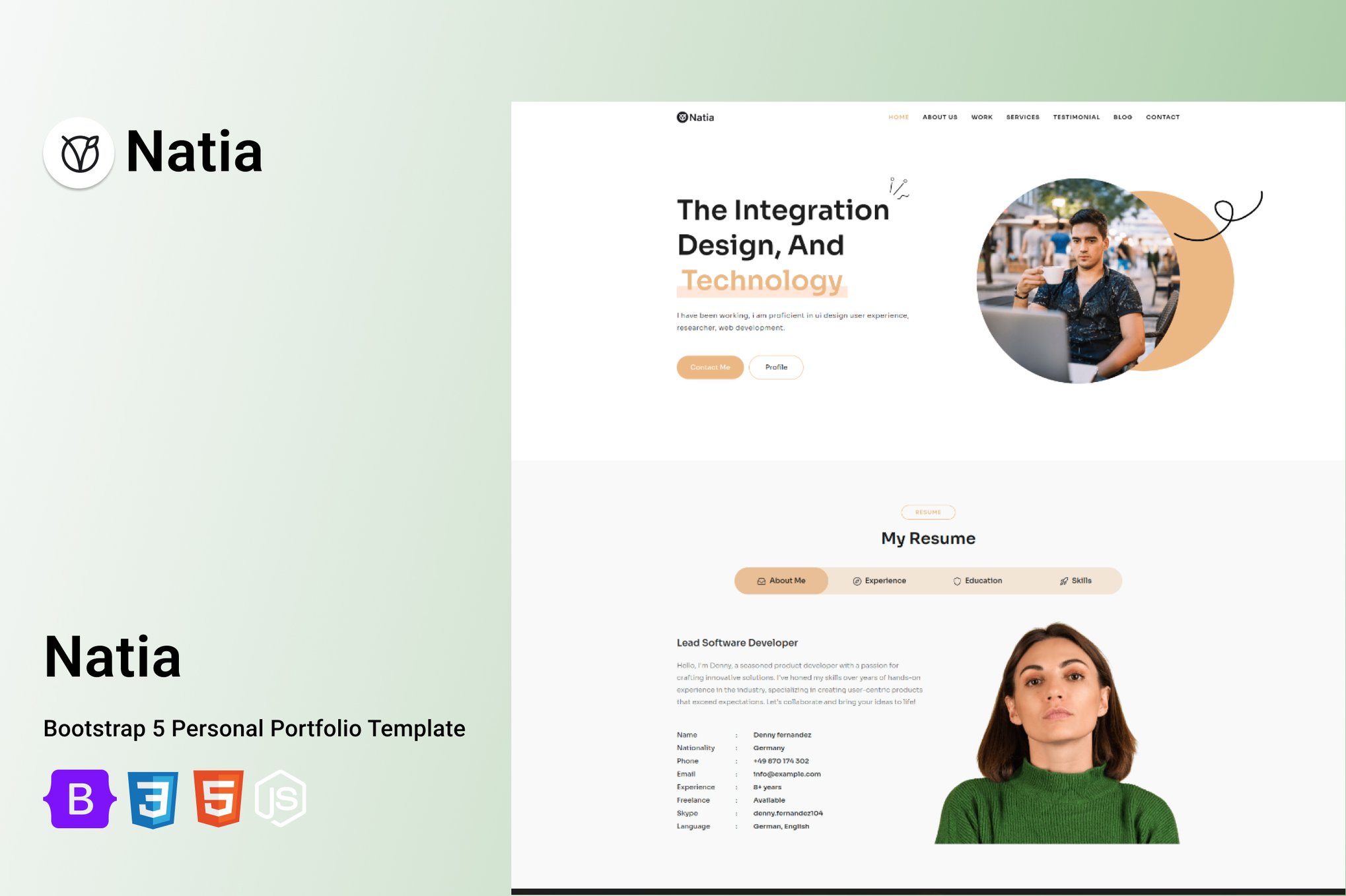 Natia - Personal Resume And Portfolio Template