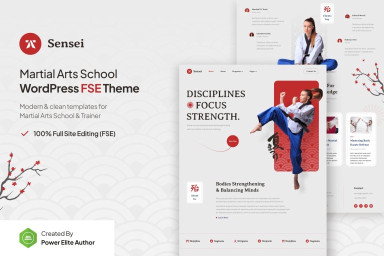 Sensei – Martial Arts Club & Trainer Elementor Template Kit