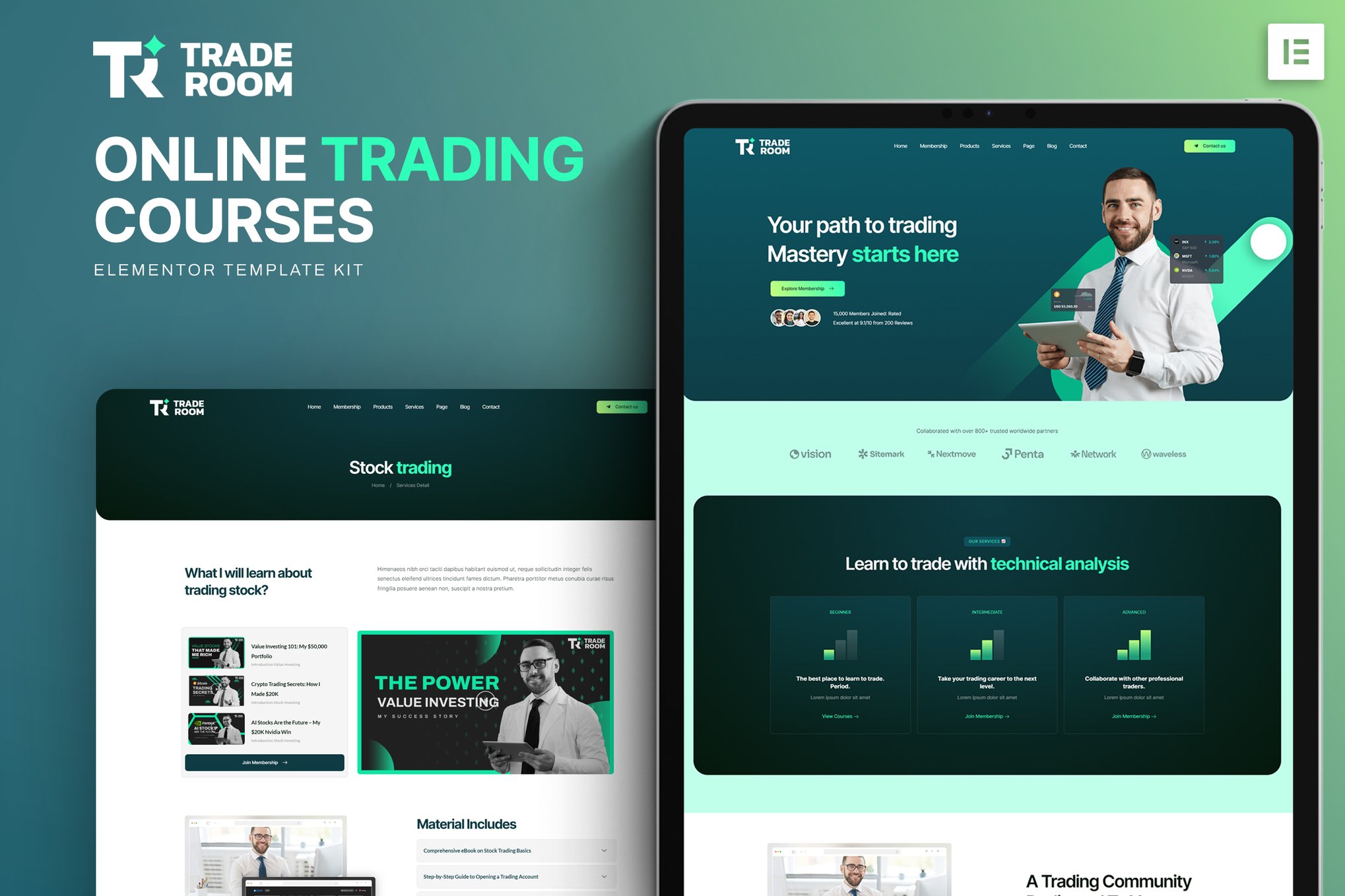 Traderoom - Online Trading Courses Elementor Template Kit