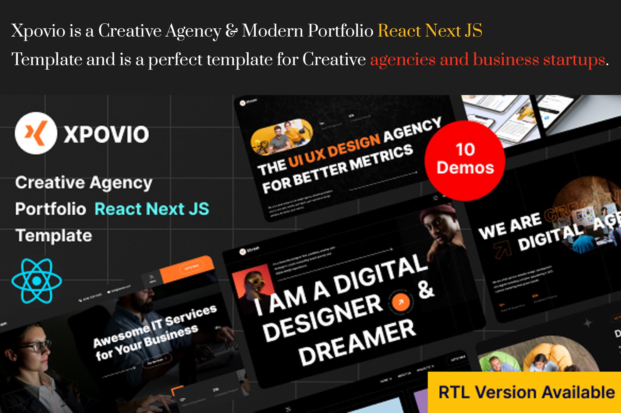 Xpovio- Digital Agency React Next Js + Rtl