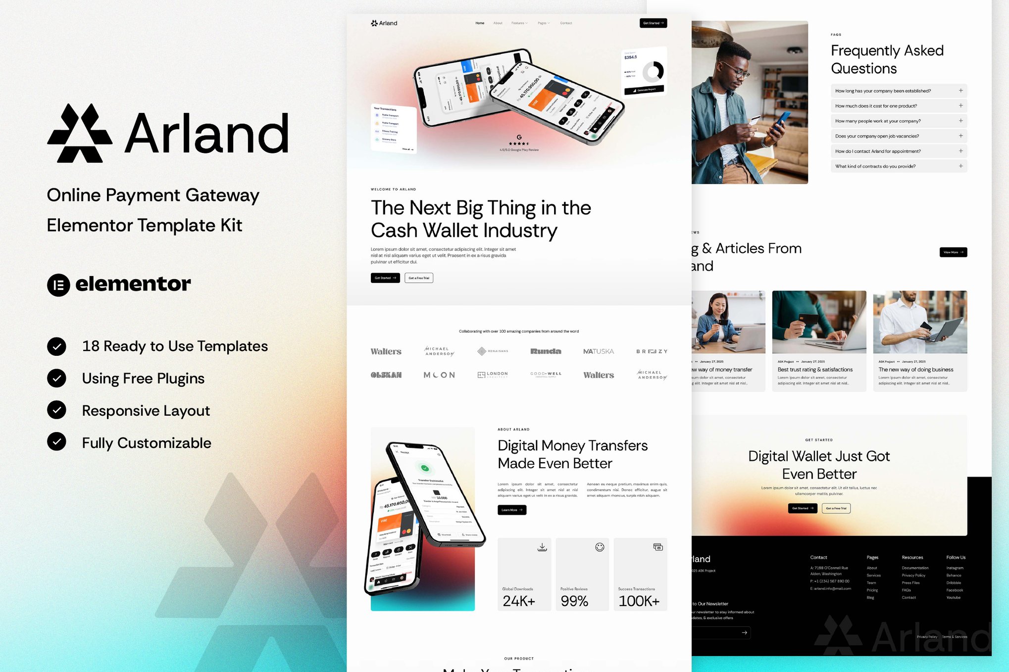 Arland- Online Payment Gateway Elementor Template Kit
