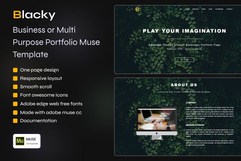 BLACKY – Business or Multi Purpose Portfolio Muse