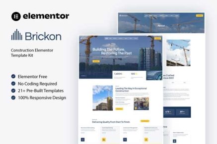 Brickon- Construction Elementor Template Kit