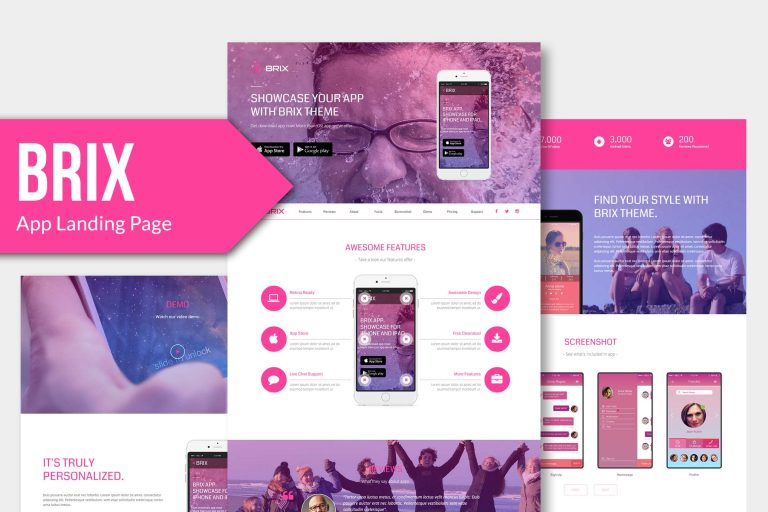 BRIX – Mobile App landing page HTML Template RS