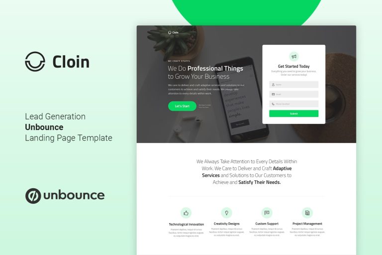 Cloin – Business Unbounce Landing Page Template