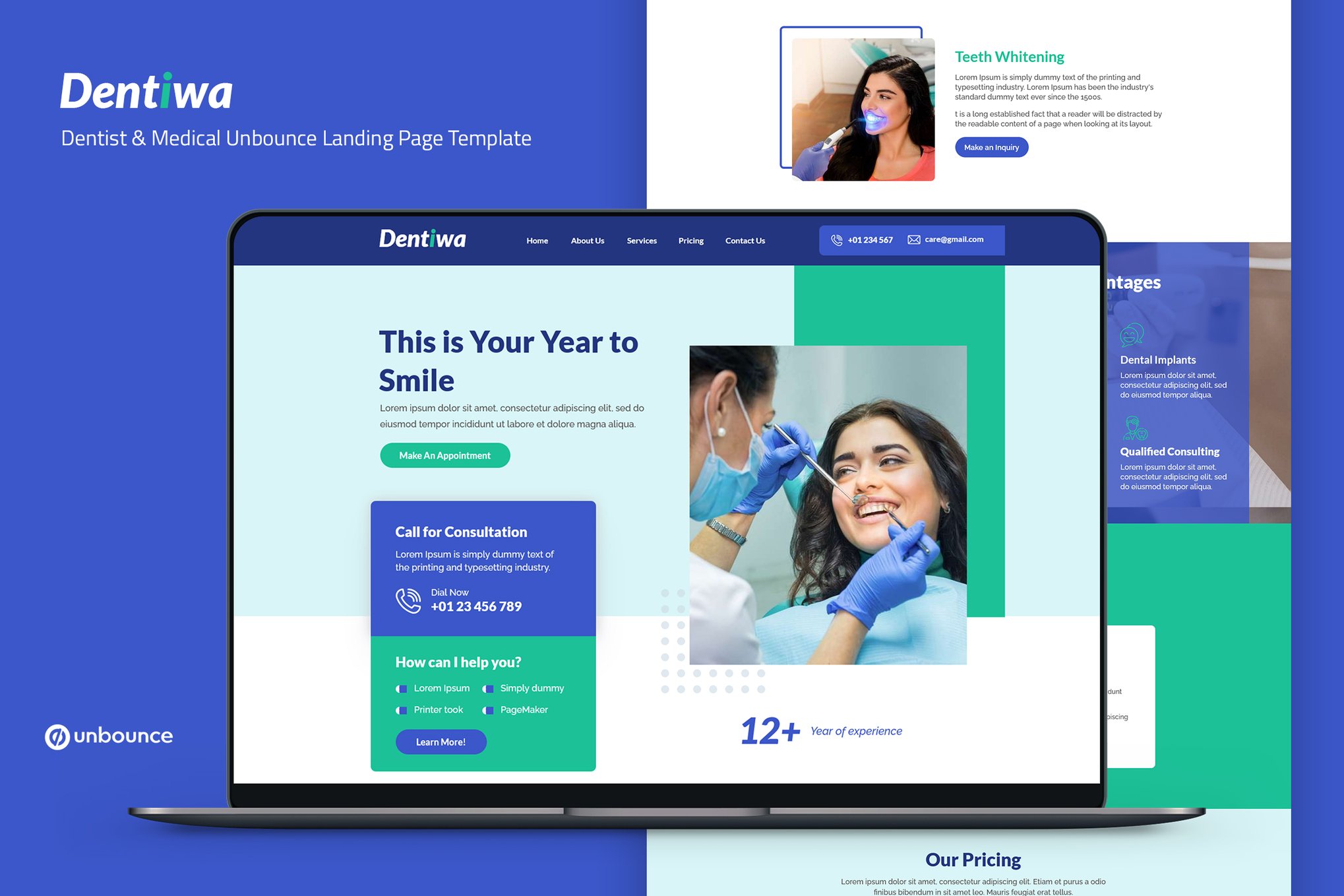 Dentiwa — Dentist & Medical Unbounce Landing Page