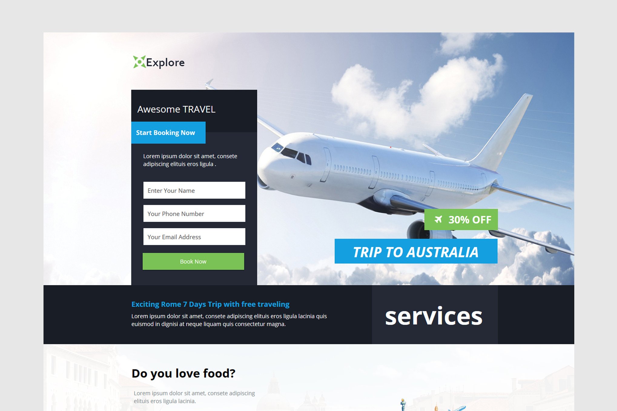 Explore - Travel Unbounce Template