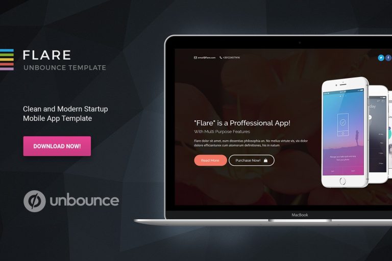 Flare – Unbounce Startup Landing Page