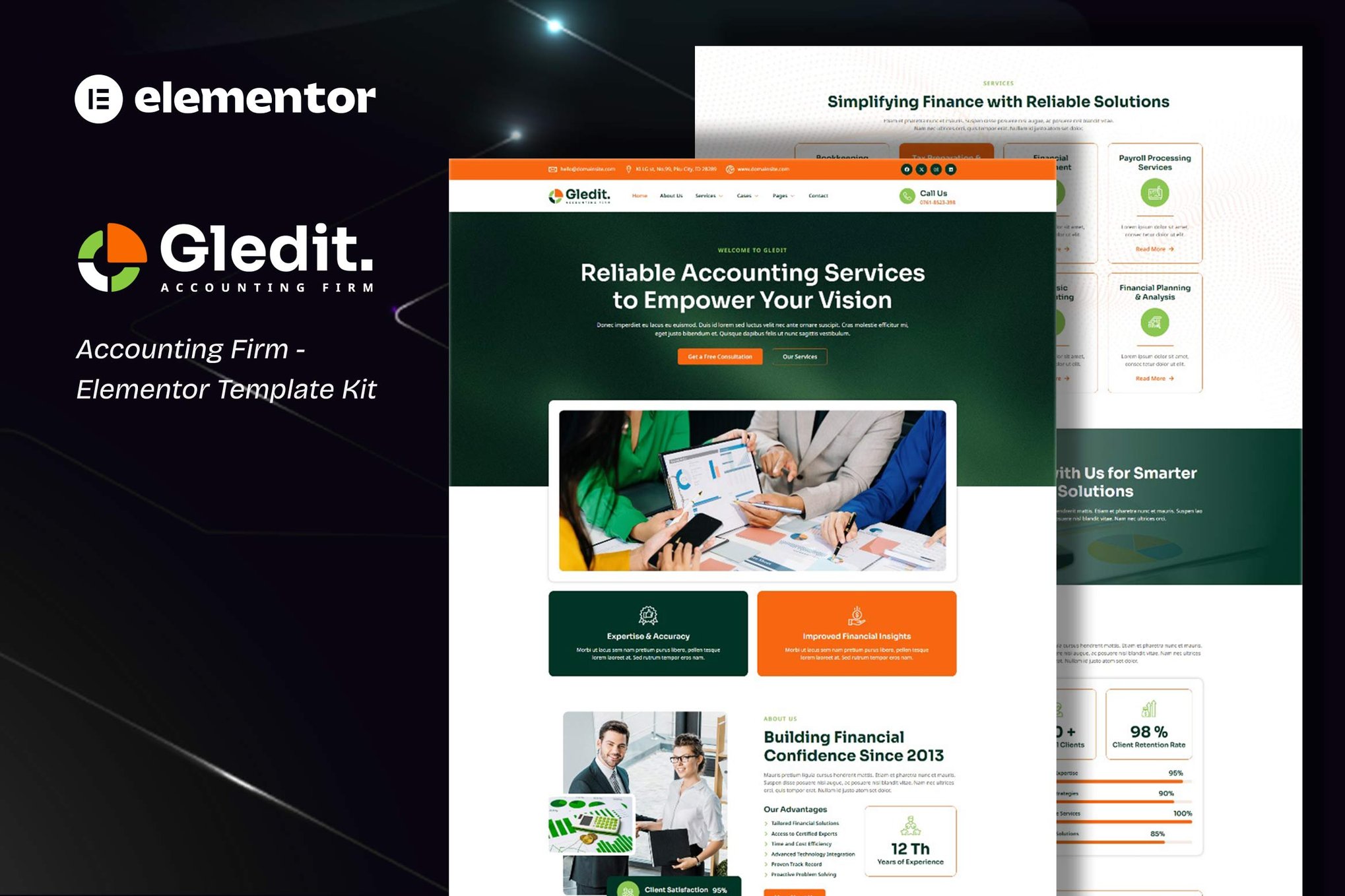 Gledit- Accounting Firm Elementor Template Kit