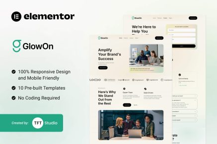 GlowOn- Digital Marketing Agencies, Modern Elementor Template Kit