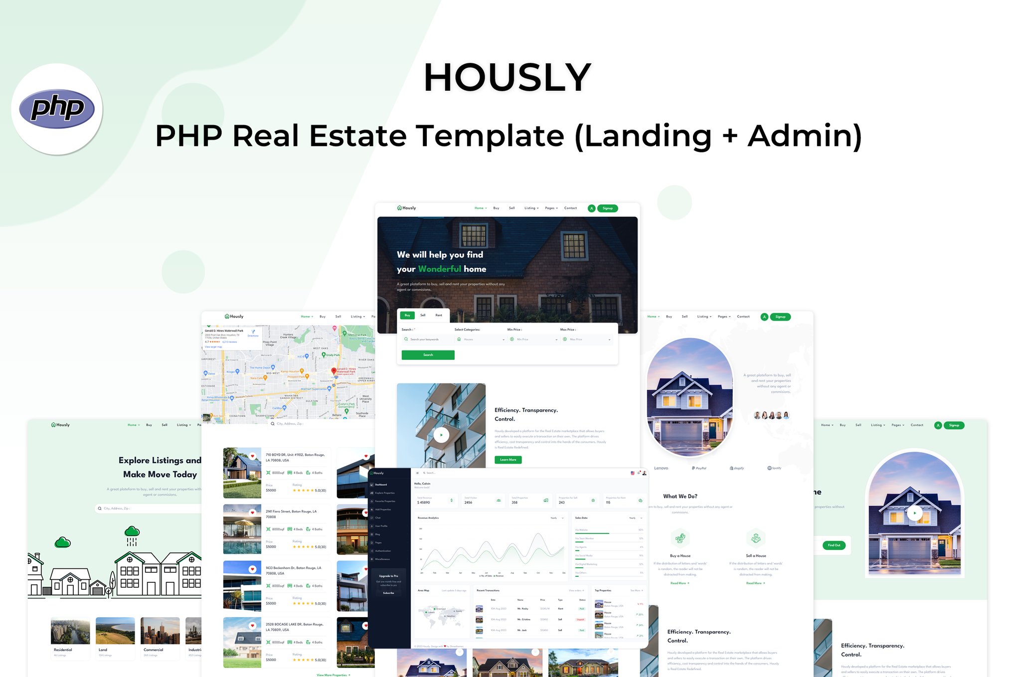 Hously - PHP Real Estate Landing & Admin Template