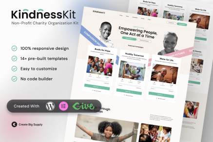 KindnessKit- Non-Profit and Charity Elementor Template Kit- Donation and Fundraising