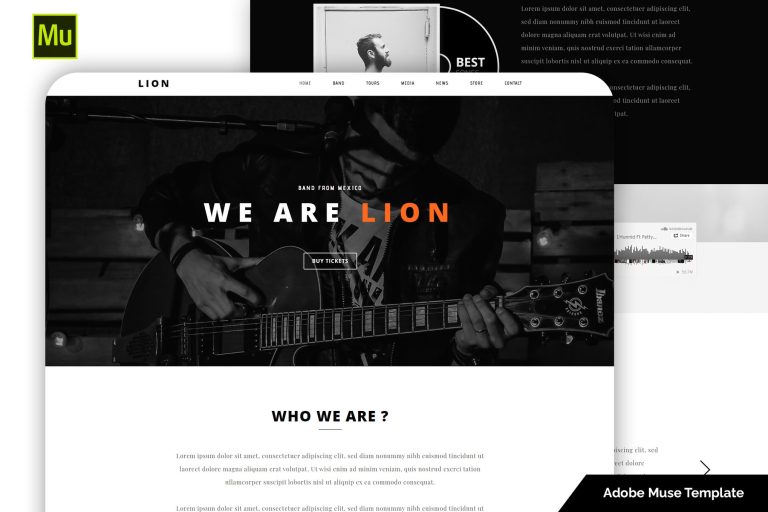 Lion – Music Adobe Muse template
