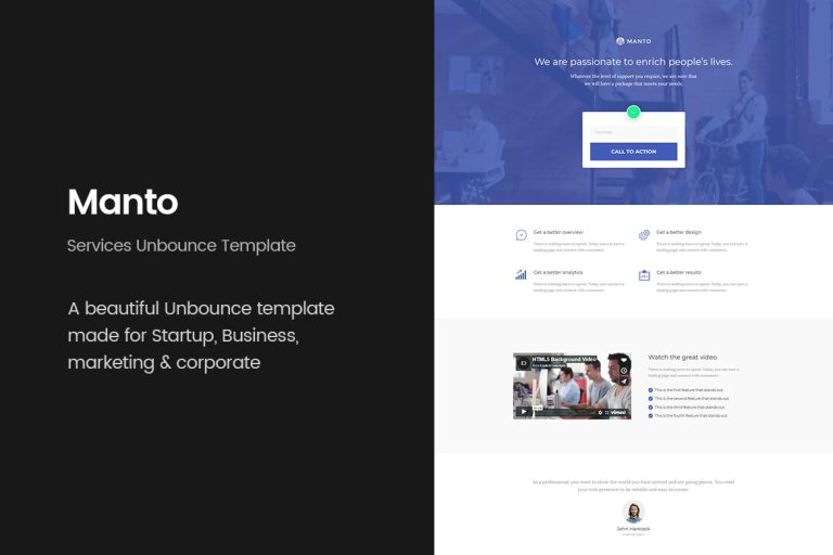Manto – Services Unbounce Landing Page