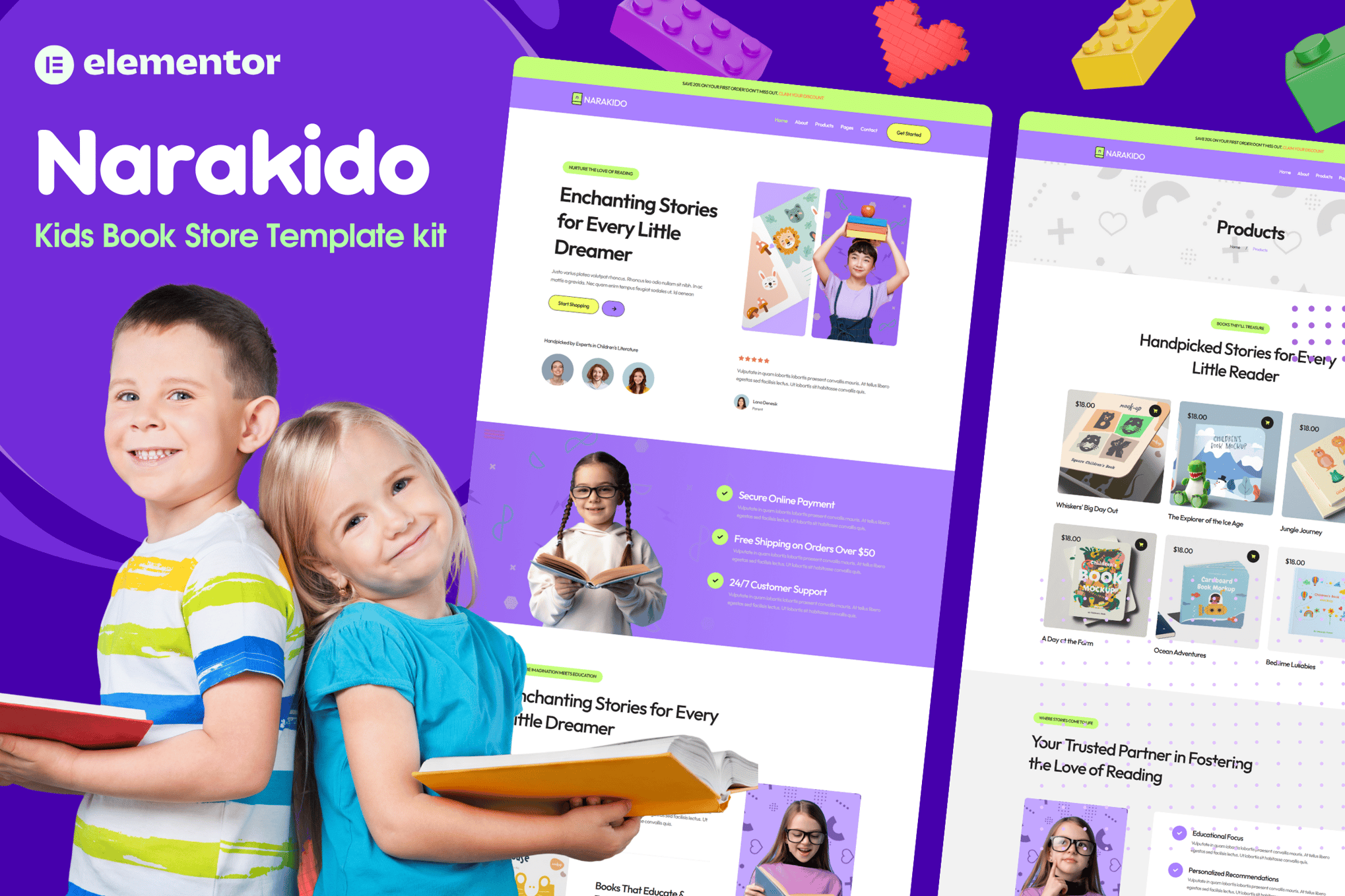 Narakido- Kids Bookstore Elementor Template Kit