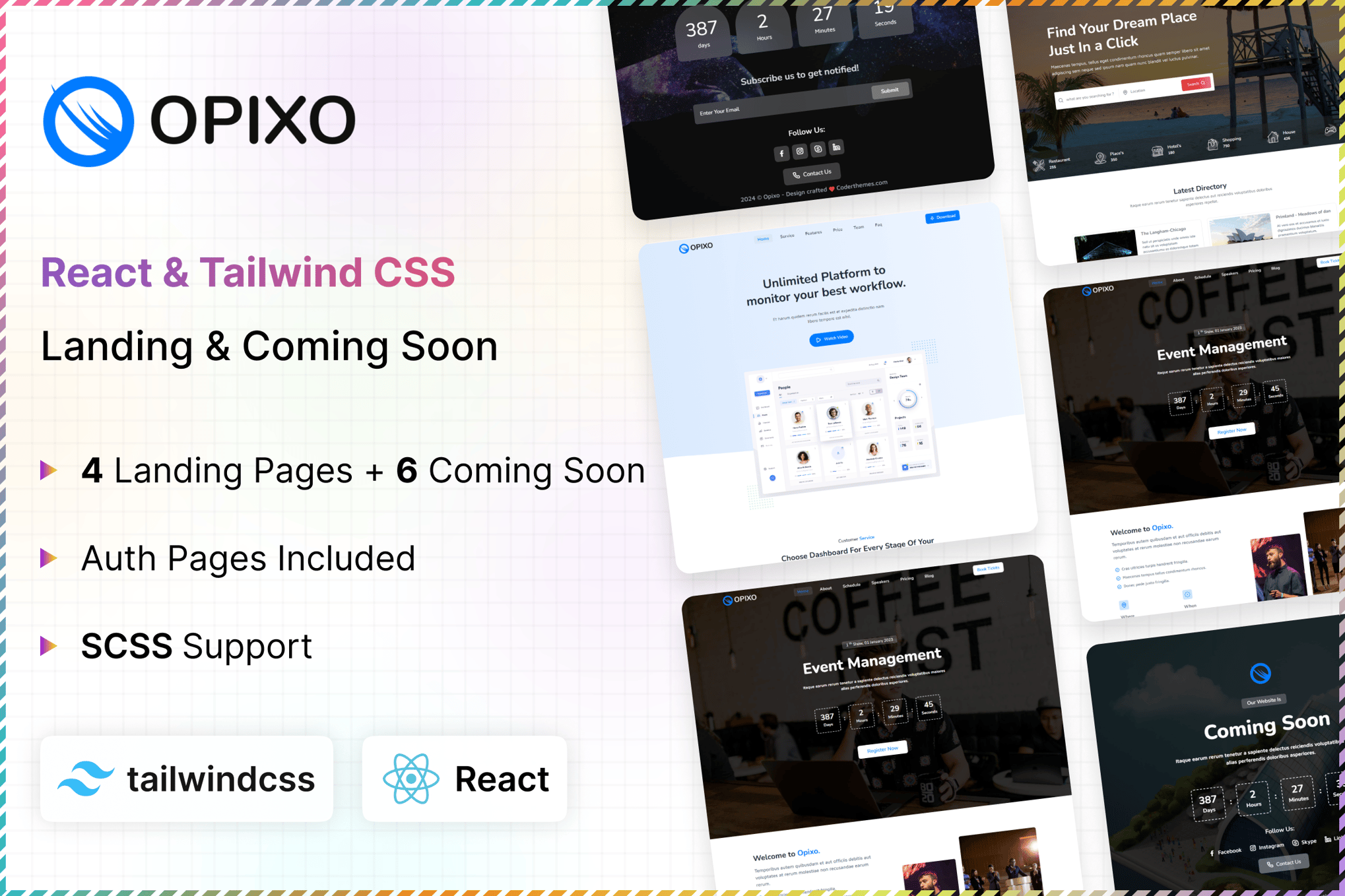 Opixo - React Landing & Coming Soon Template