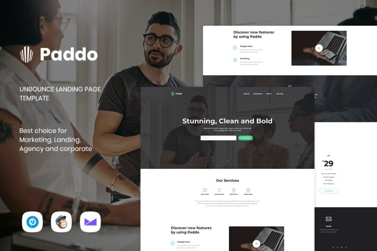 Paddo – Services Unbounce Landing Page Template