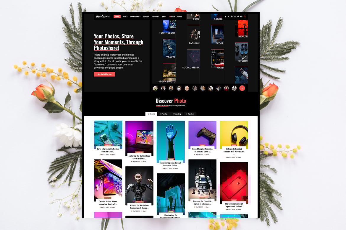 Photoshare- Blog Story and Photos Download WP Theme