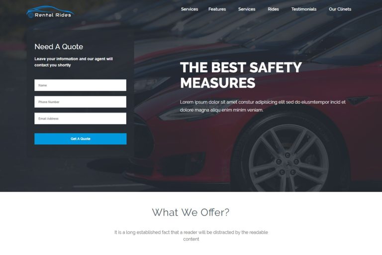 Rental Rides Unbounce Landing Page