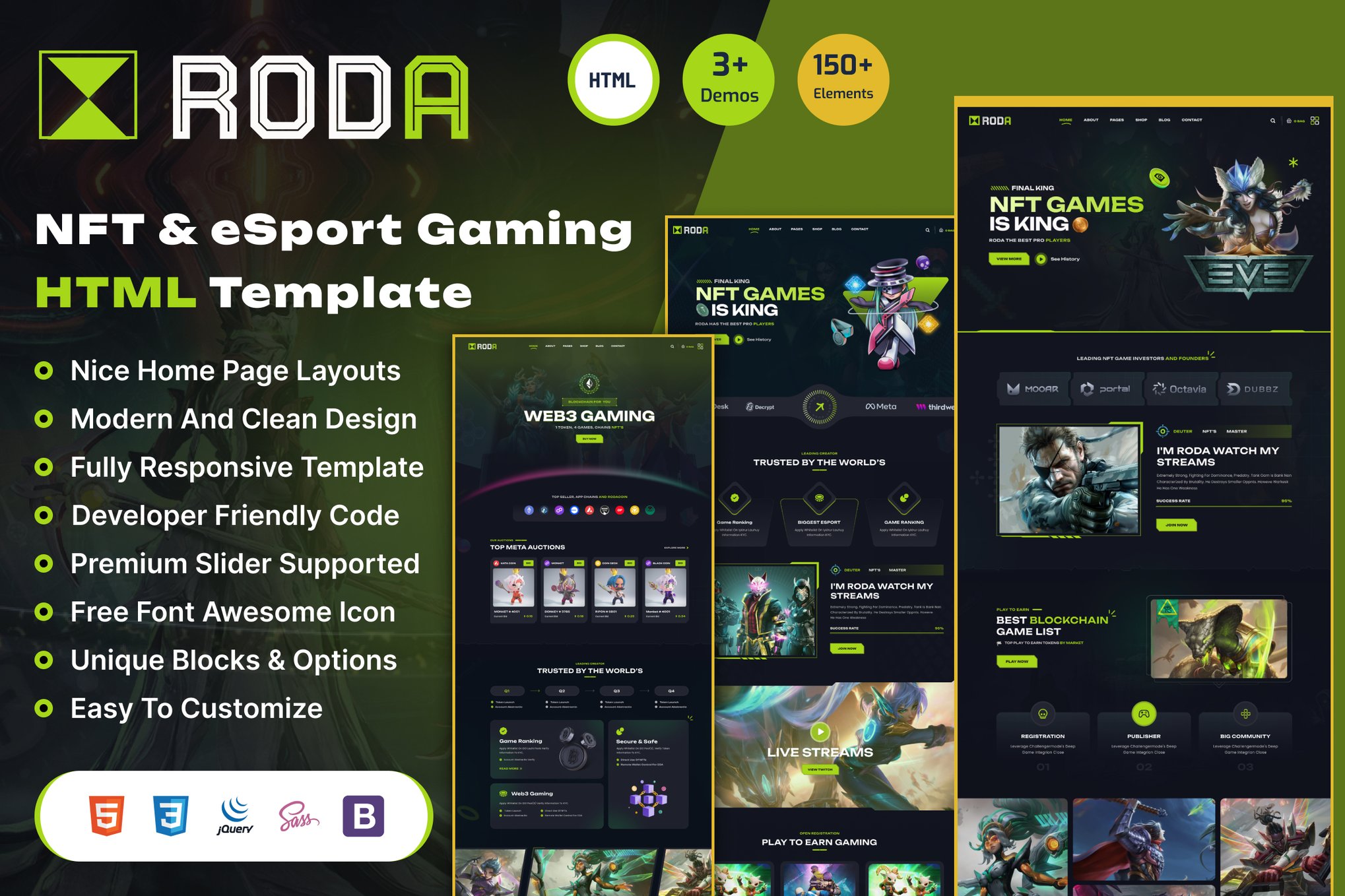 Roda - NFT Gaming & eCommerce HTML Template