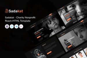 Sadakat – Charity Nonprofit React+HTML Template