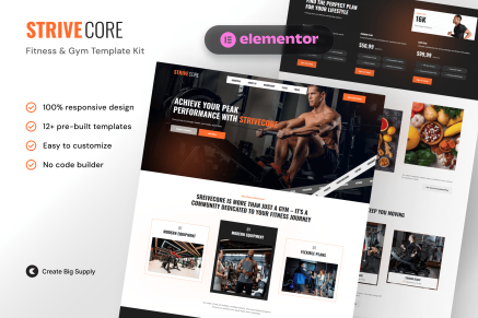 StriveCore- Fitness and Gym Elementor Template Kit