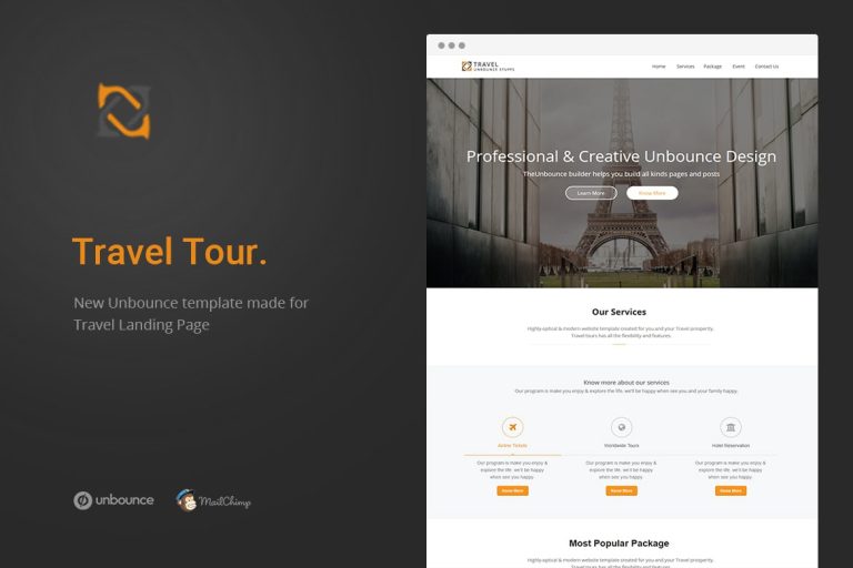 Travel Tour – Unbounce Landing Page