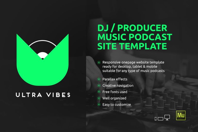 Ultra Vibes – DJ / Producer Podcast Site Template
