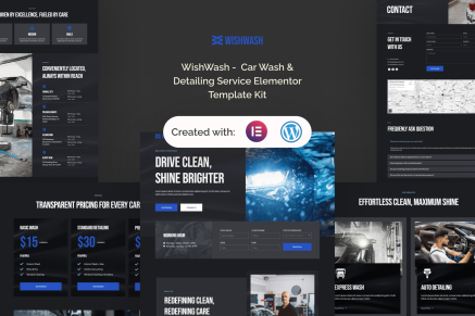 WishWash- Car Wash and Detailing Service Elementor Template Kit