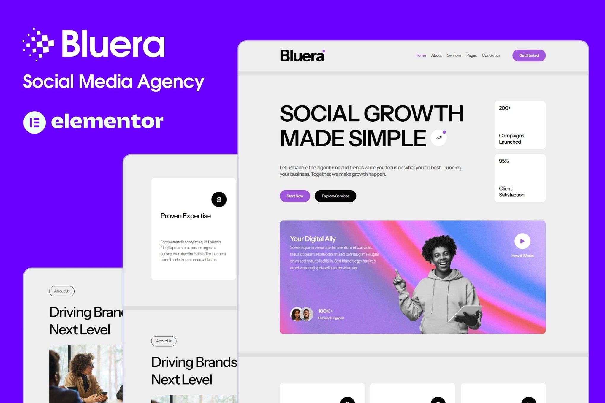 Bluera- Social Media Agency Elementor Template Kit