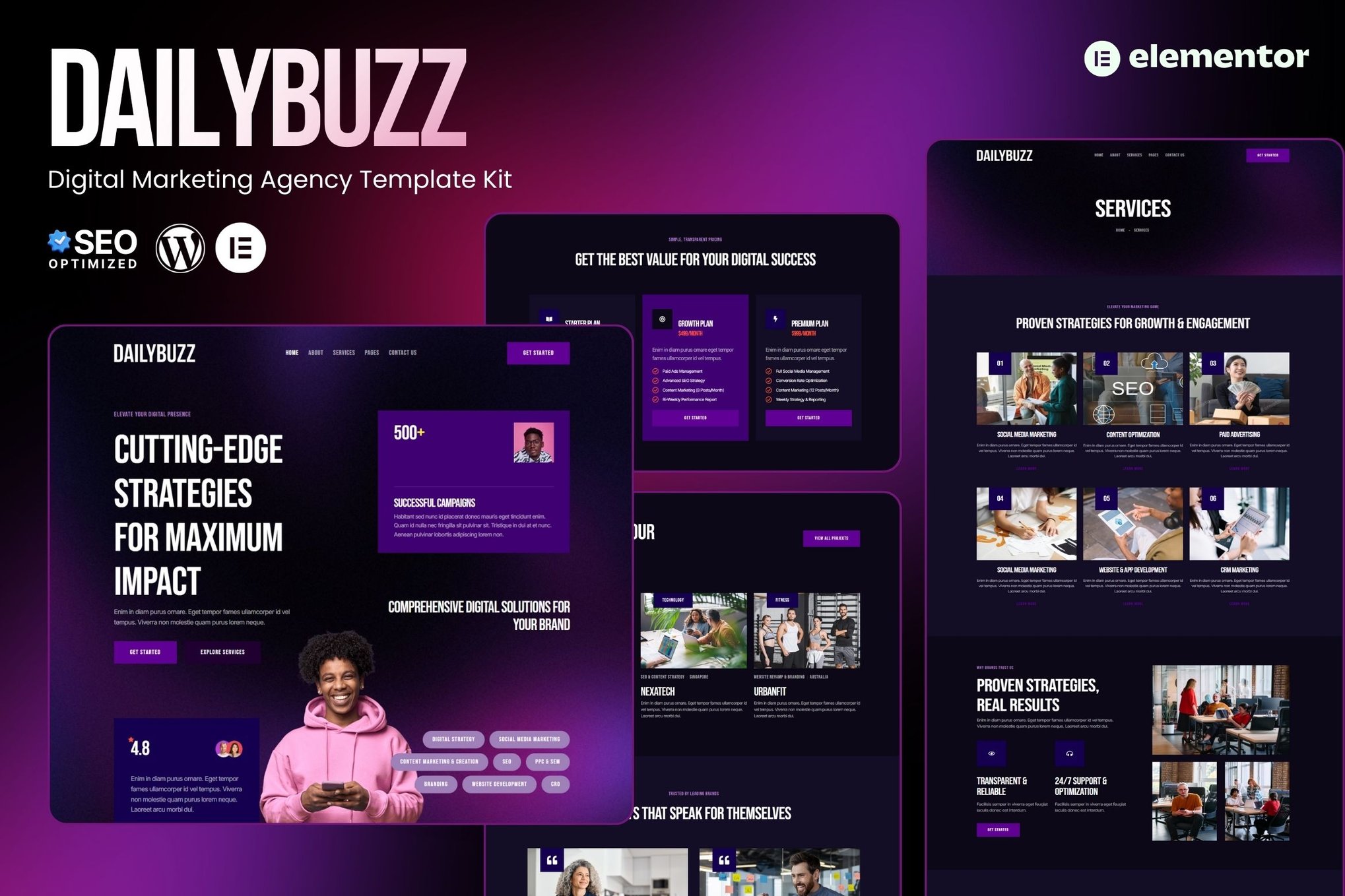 DailyBuzz- Digital Agency Elememtor Template Kit