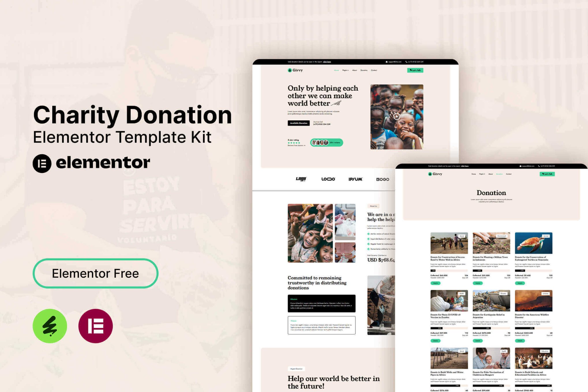 Givvy- Charity Donation Elementor Template Kit
