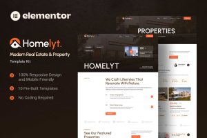 Homelyt – Modern Real Estate & Property Elementor Template Kit