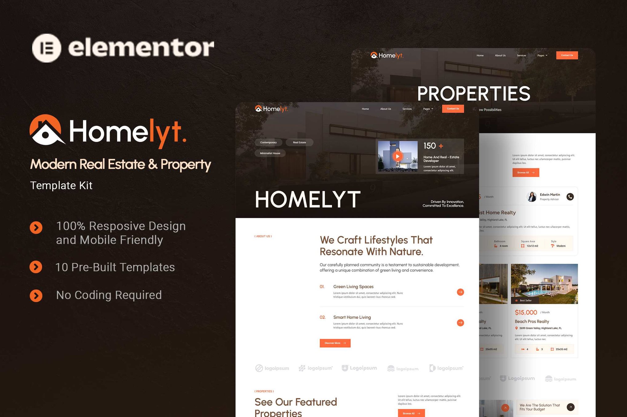 Homelyt- Modern Real Estate & Property Elementor Template Kit