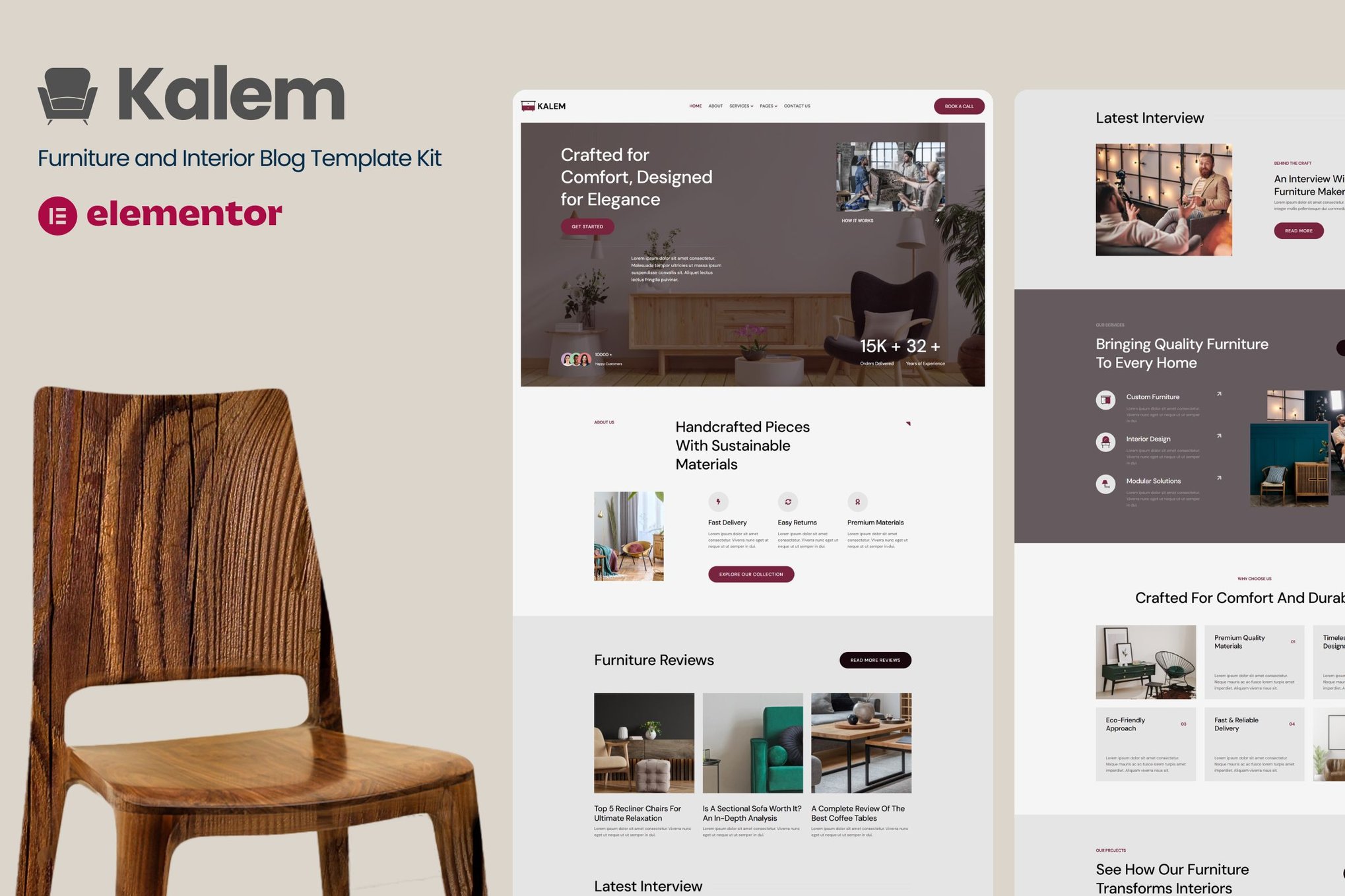 Kalem- Furniture & Interior Design Blog Elementor Template Kit