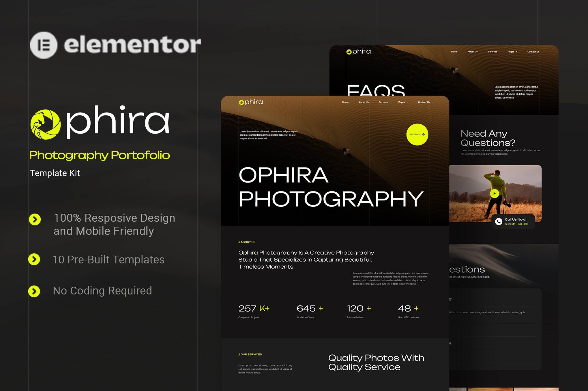 Ophira- Photography Portfolio Elementor Template Kit