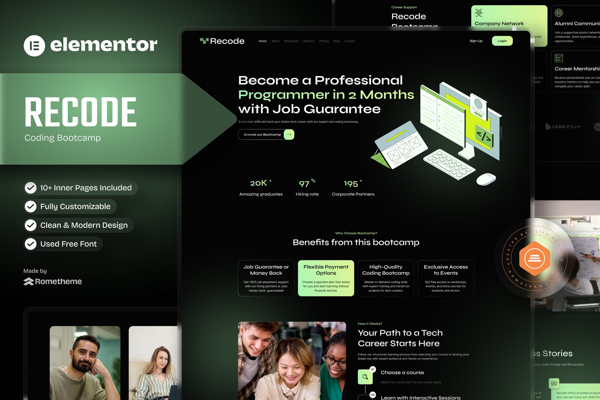 Recode- Coding Bootcamp Elementor Template Kit