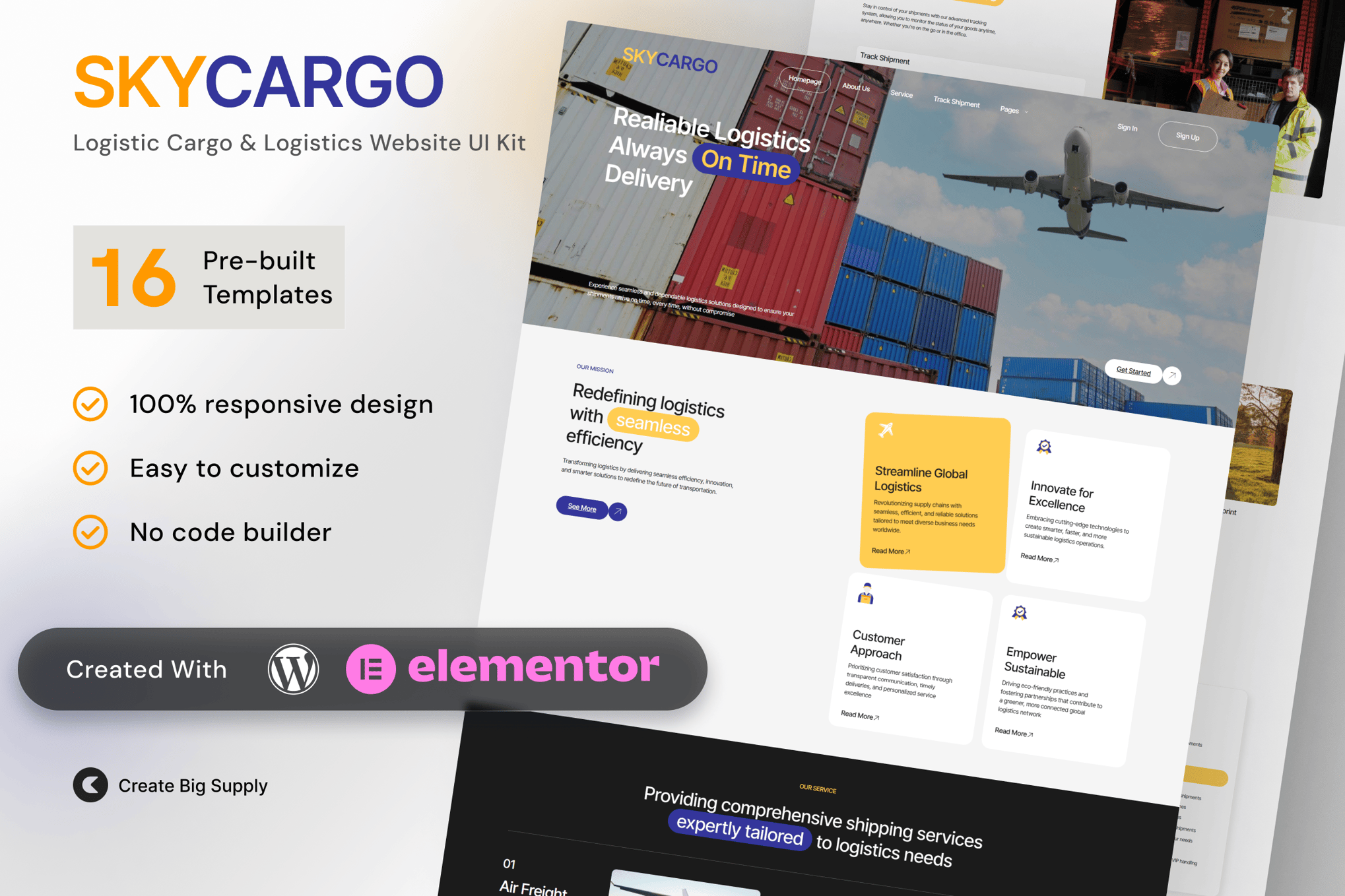 Skycargo- Logistic Cargo & Logistics Elementor Template Kit