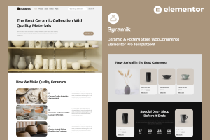 Syramik – Ceramic & Pottery Store WooCommerce Elementor Pro Template Kit
