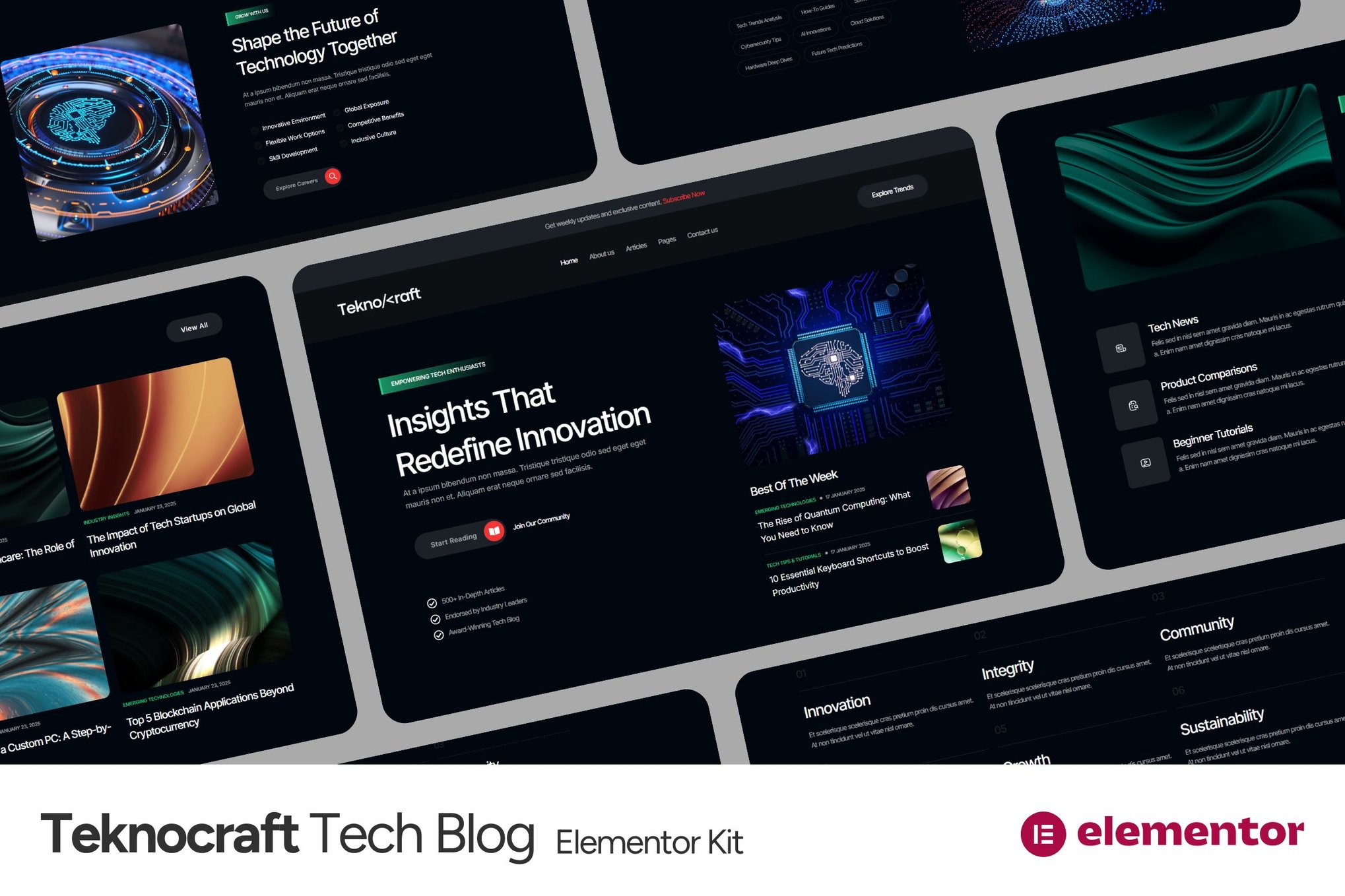 Teknocraft- Dark Theme Technology Blog Template Kit