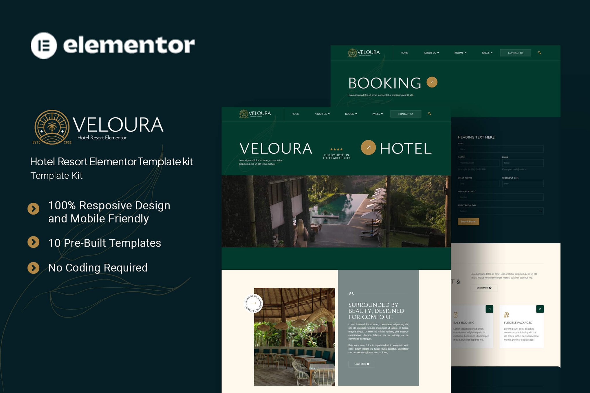 Veloura- Hotel Resort Elementor Template Kit