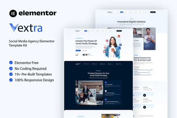 Vextra- Social Media Agency Elementor Template Kit