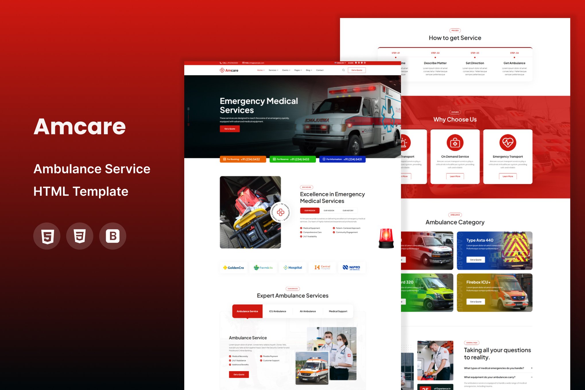 Amcare - Ambulance Service HTML Template