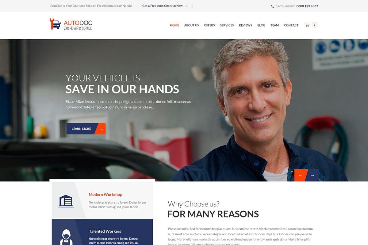 AutoDoc - HTML Car Repair Mechanic Shop