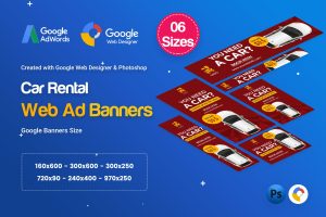 Car Rental HTML5 Banners Ad D25 – GWD and PSD