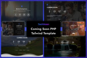Coming Soon Tailwind CSS 3 PHP Template – Techsoon