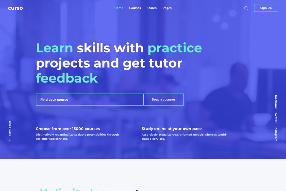 Curso - Courses and LMS HTML5 Responsive Template