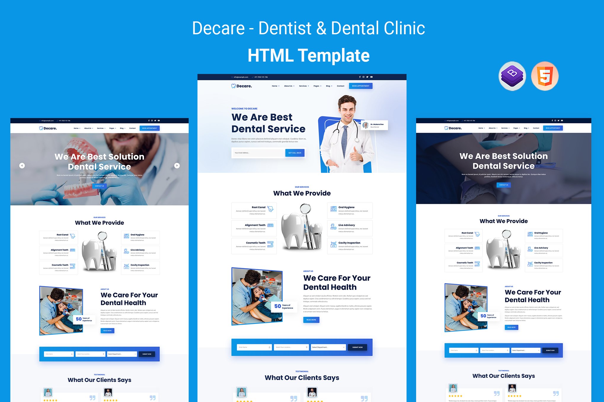 Decare - Dentist and Dental Clinic HTML Template