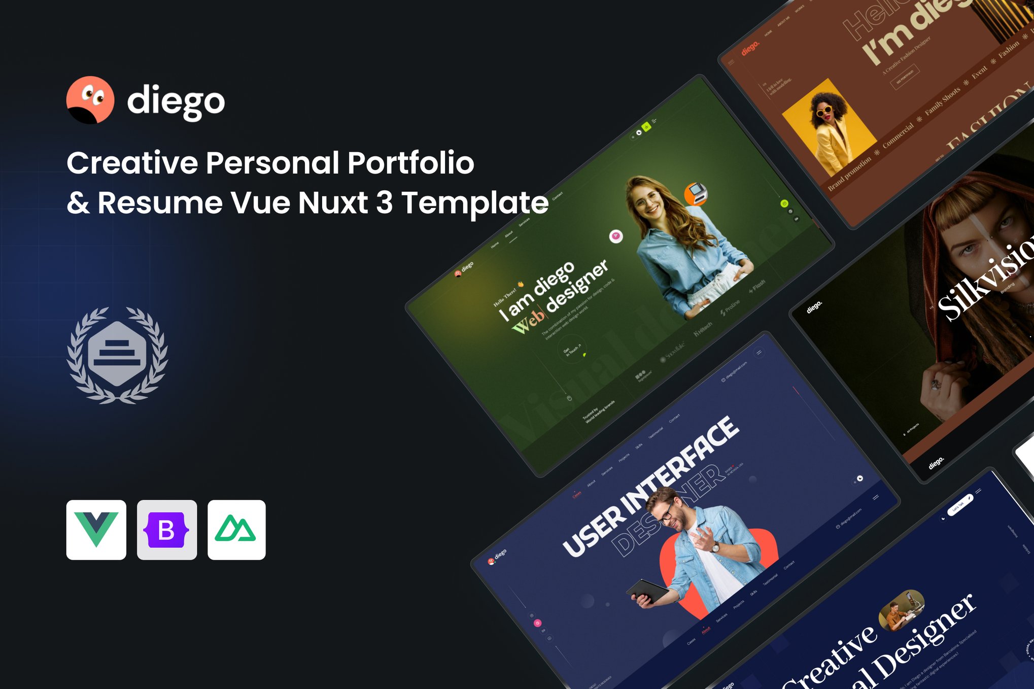 Diego - Creative Portfolio Vue Nuxt 3 Template